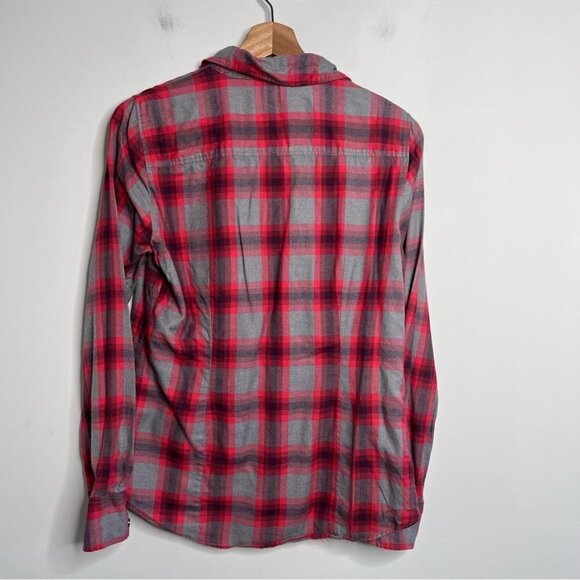 J Crew Factory Womens Size Small The Perfect Shirt Red Grey Flannel Longsleeve - Picture 2 of 9